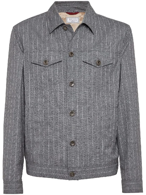 Men's Coats for TravelStriped Denim Jacket