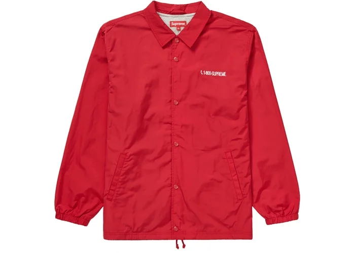 Men's Coats with Velcro ClosuresSupreme 1-800 Coaches Jacket Red