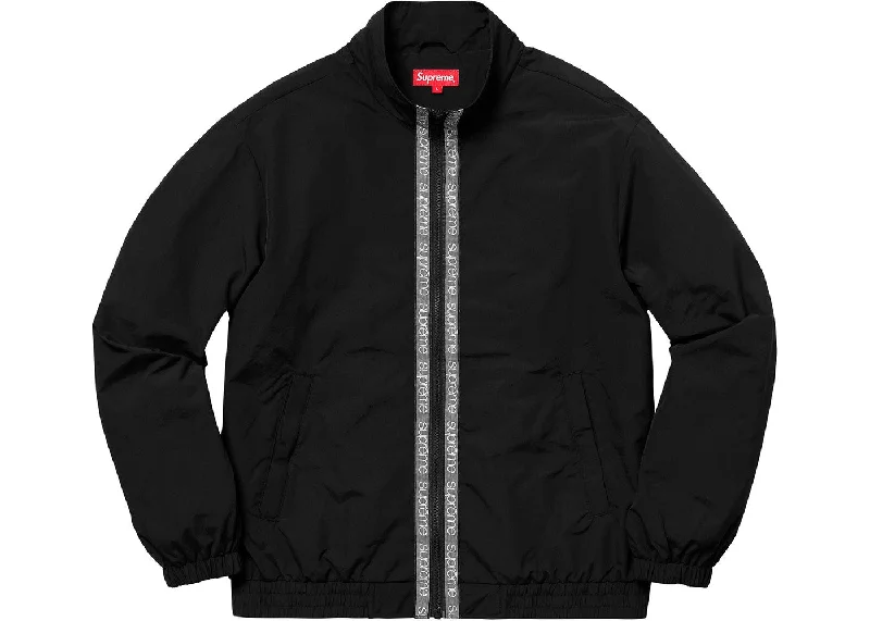 Men's Coats with Chest PocketsSupreme Classic Logo Taping Track Jacket Black