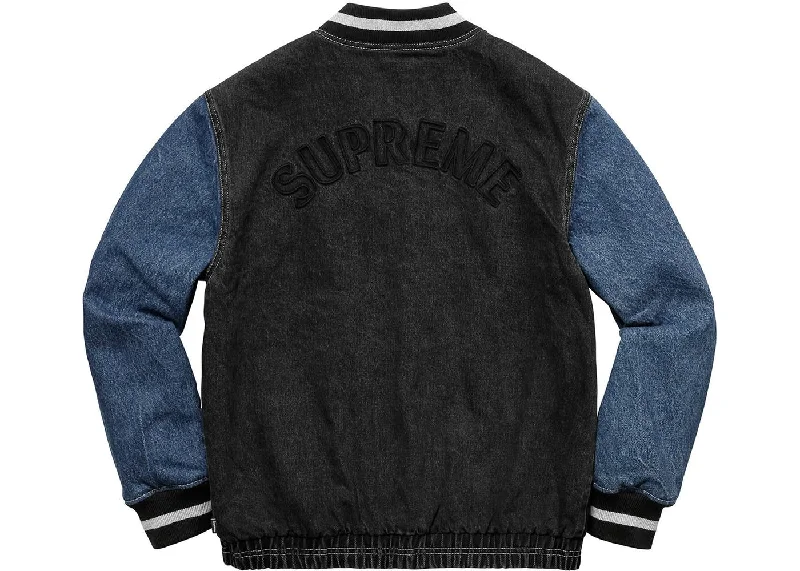 Men's Coats for Ice FishingSupreme Denim Varsity Jacket Black