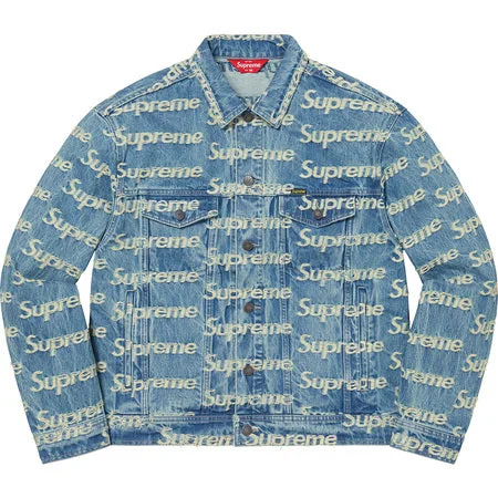 Men's Coats for City WearSupreme Frayed Logos Denim Trucker Jacket Blue