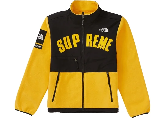 Trendy Men's Anorak JacketsSupreme The North Face Arc Logo Denali Fleece Jacket (Yellow)