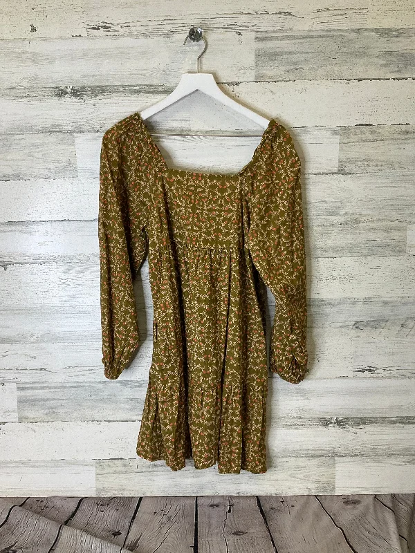 Empire DressDress Casual Short By Universal Thread In Green & Orange, Size: S