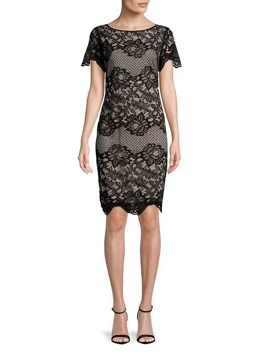 women's high-low dressesIvanka Trump Short Cocktail Illusion Lace Day Dress