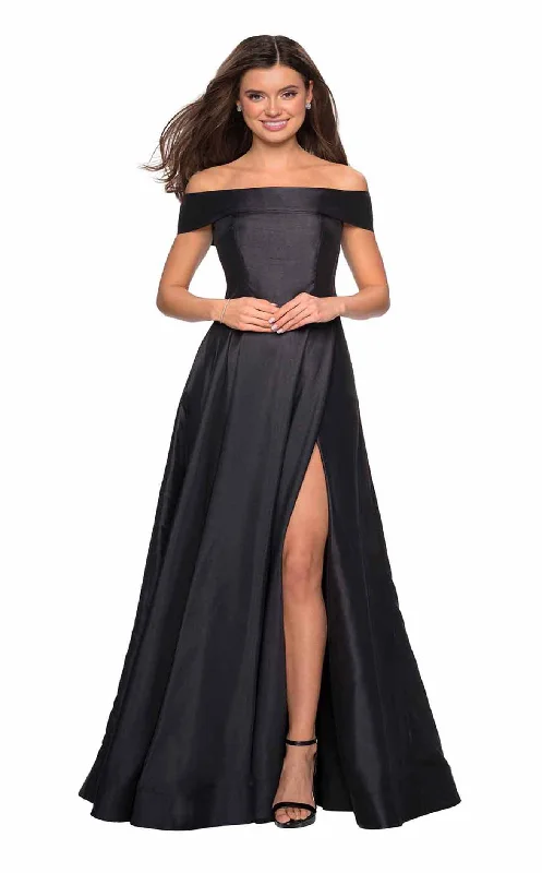 Plunging Neckline DressLa Femme 27005CL Dress