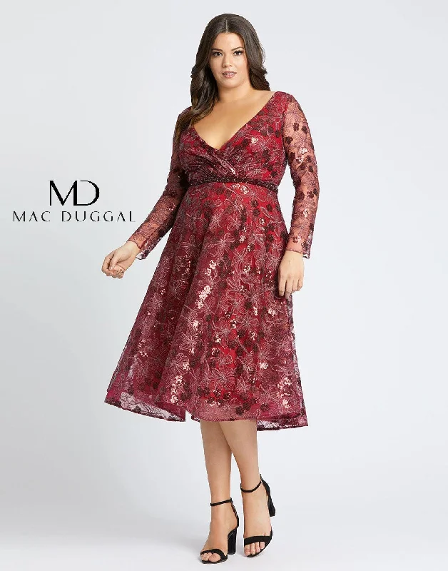 Crepe DressMac Duggal 67541 Fabulouss Short Plus Size Dress Sale