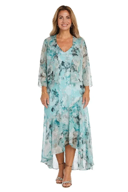 Body-Hugging DressR&M Richards 9966P High Low Floral Petite Jacket Dress