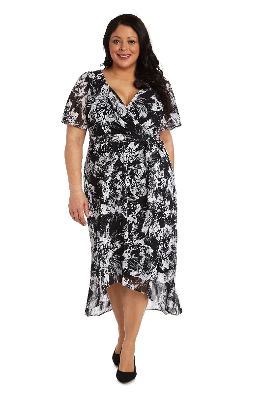 women's flowy dressesR&M Richards 7800W Plus Size High Low Dress
