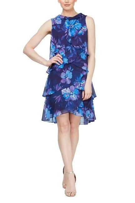 women's pear-shaped body dressesSL Fashions 9171667 Short formal Floral Dress