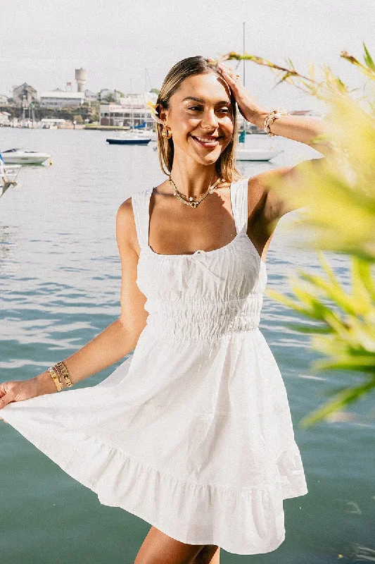 Asymmetric DressWhite Fit and Flare Dress Tiered